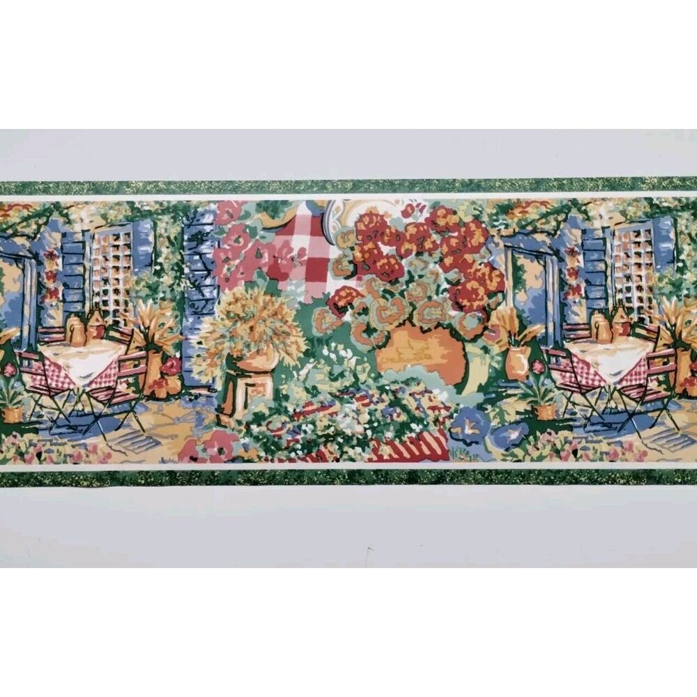 Lot Of 3 - Sunworthy Wallpaper Border - Cafe Floral Watercolor - 15 Yds Total